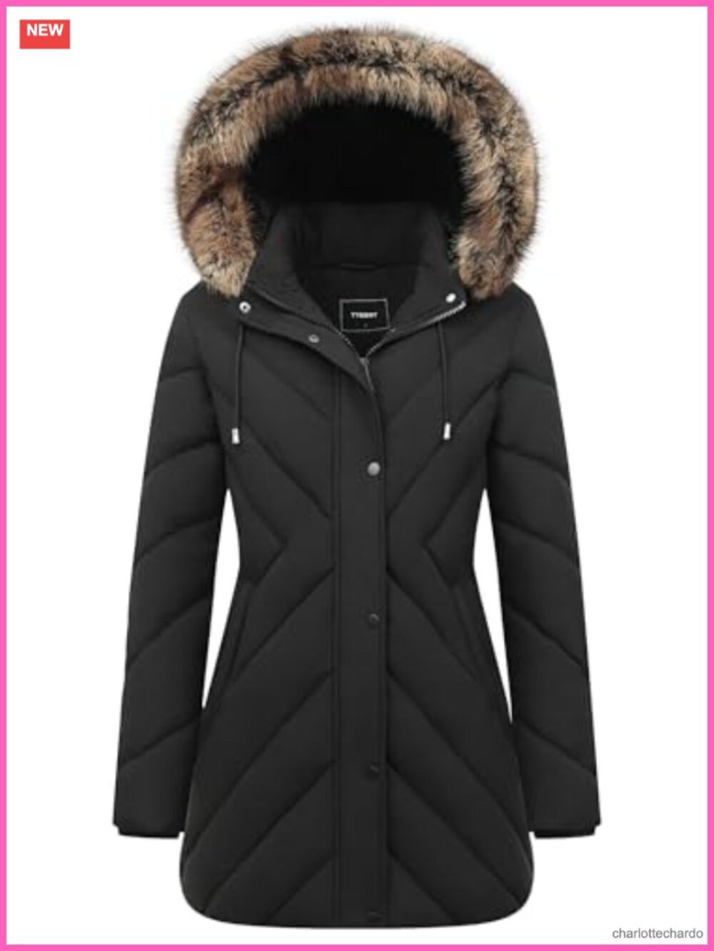 Women's Quilted Hooded Puffer Jacket Waterproof Down Alternative Long Winter